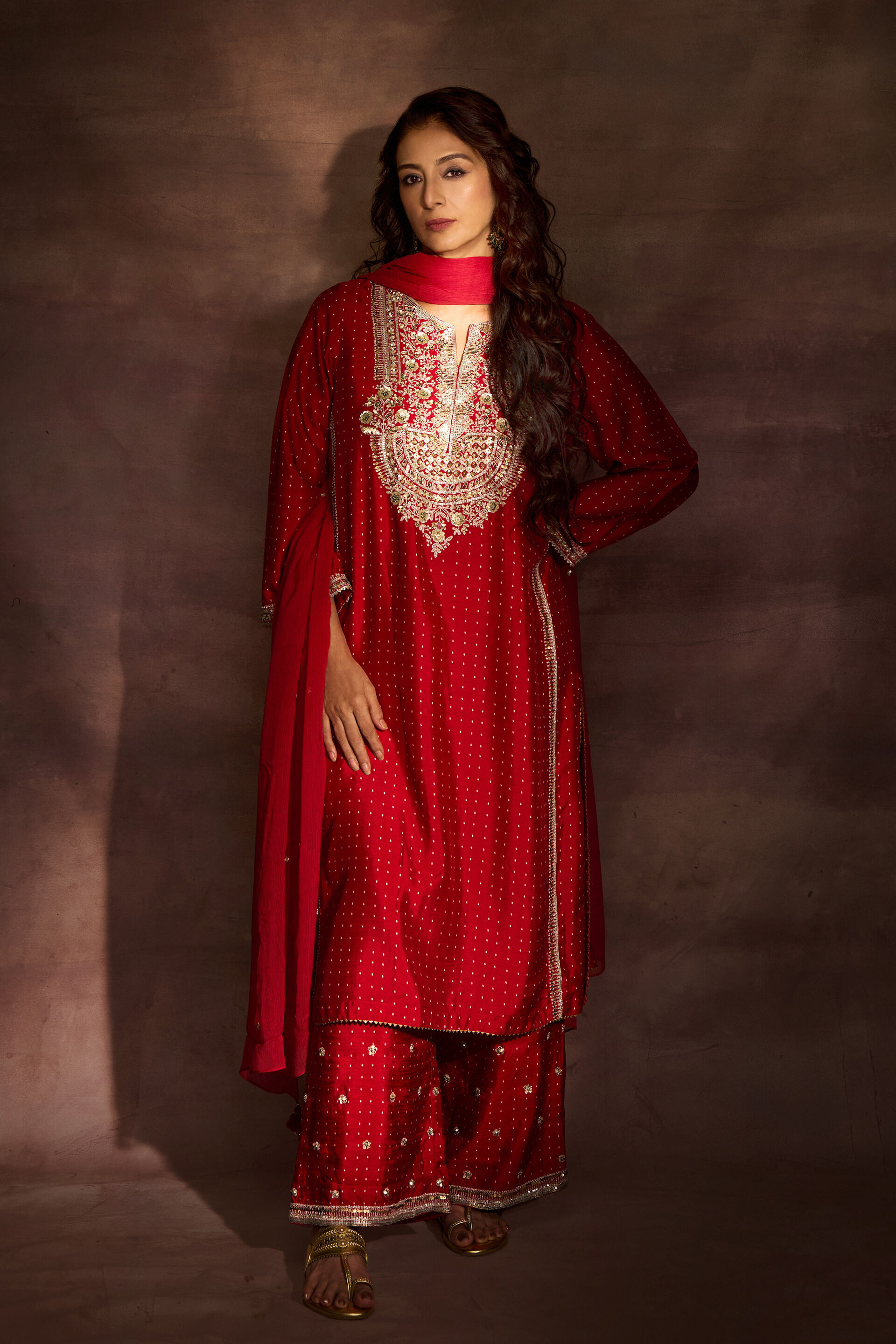 Sindhura Embroidered Silk Suit Set - Red